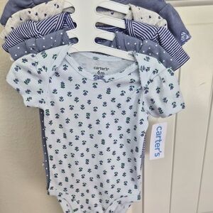 Carter's White and Blue Floral Bodysuit